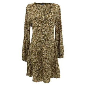Taifun Damen Kleid Stufenkleid Blusenkleid langarm braun floral 29761 - Picture 1 of 2