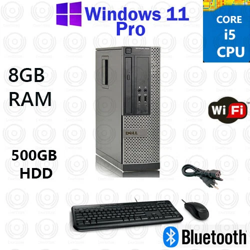 Windows 11 Pro Dell OptiPlex Core i5 500GB 8GB RAM WiFi BT Desktop Computer PC - Image 1 of 1