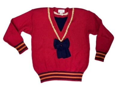 Suéter De Colección Años 80 90 Marisa Christina Bordado S/M Rojo Azul Dorado Náutico Foto 1 de 4