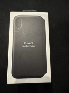 NEW In Box Genuine Apple Leather Folio Case Cover for iPhone X Black Portfolio - Picture 1 of 2