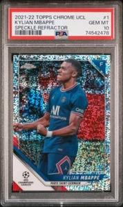 2021 TOPPS CHROME UEFA CHAMPIONS LEAGUE 1 KYLIAN MBAPPE SPECKLE REFRACTOR PSA 10 - Picture 1 of 2