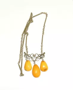 NATURAL OLD ANTIQUE BUTTERSCOTCH EGG YOLK BALTIC AMBER NECKLACE - Picture 1 of 4