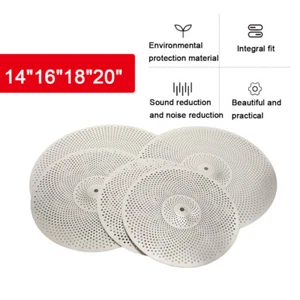 Mute Cymbal Set 14Inch/16Inch/18Inch/20Inch Low Volume Cymbal(Silver, Pack of 5) - Picture 1 of 10