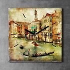 Canvas Clock Wall Art landscape Cityscape paint Venice Italy city water vintage
