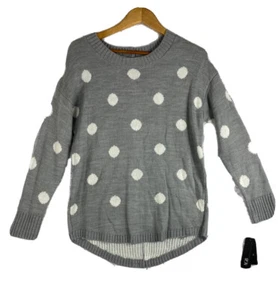 AGB Womens Gray Pullover Polka Dot Sweater Size M Button Down Detail on Back NWT - Picture 1 of 11