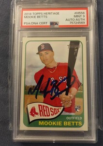 Mookie Betts PSA 9 2014 Topps Heritage Authenticated Autographed Rookie Card