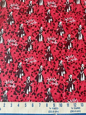 Disney Villains Fabric 2 Yards (72"x43") Red Cotton Cruella Dalmatian Print - Image 1 of 4