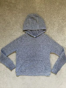 Athleta Girl Size S/7 Gray Hooded Cross Back Sweater Thumb Holes - Picture 1 of 8