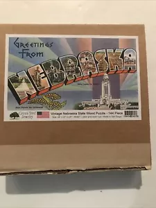 Vintage Nebraska Wooden Jigsaw Puzzle - 144PCS- 18x10” Green Tree Complete - Picture 1 of 2