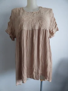 Coffee Short Sleeve Linen Blend Tunic Top ... TS ... Size: XL/24 #J0125 BNWT - Picture 1 of 8