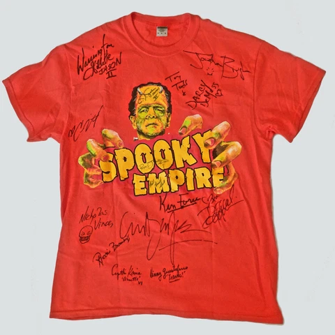 Clive Barker Autograph Spooky Empire '19 Signed Shirt Tony Todd - 15 Signatures! Cover
