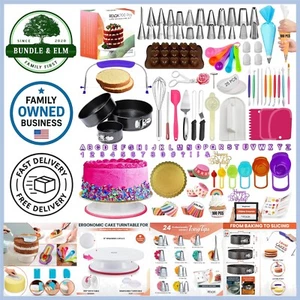 Cake Decorating Kit Silicone 700 Pcs Includes Tools, Turntable, Piping Tips - Picture 1 of 10