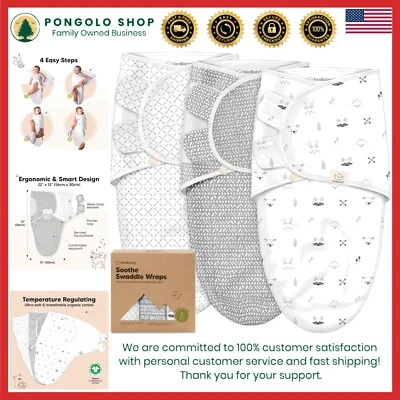 Breathable Baby Sleep Sacks - 3-Pack Organic Swaddle Set for Newborns 0-3 Months - Image 1 of 4