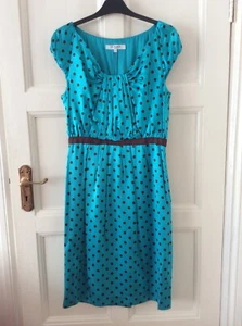 BNWT L.K.BENNETT SAHARA POLKA DOT TURQUOISE SILK DRESS SIZE 12 £225 - Picture 1 of 10