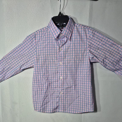 Camisa de vestir Andrew Fezza talla 3T manga larga abotonada rosa y azul Foto 1 de 4