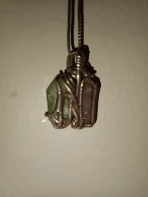 Pingente envoltório de arame prata esterlina com turmalina melancia - Imagem 1 de 4