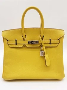 Hermes Birkin 25 Candy Lime Yellow Epsom Gray Interior Handbag Do0525lixzxde - Picture 1 of 16
