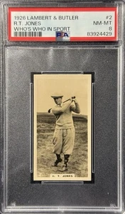 R.T. Bobby Jones 1926 Lambert & Butler #2 Who's Who RC Rookie Card PSA 8 !! - Picture 1 of 2