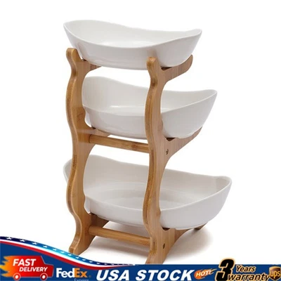 Bandeja de frutas de 3 capas estante de almacenamiento de verduras bocadillos soporte de plato de almacenamiento blanco NUEVO Foto 1 de 4