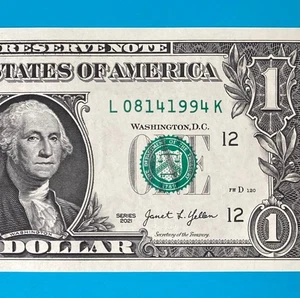 August 14, 1994 (L 08141994 K) BIRTHDAY Note $1 One Dollar Bill *UNC* - Picture 1 of 4