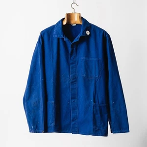 Vintage 70s Fade Blue Workers Chore Jacket - Size Medium / Realxed Fit - Picture 1 of 10