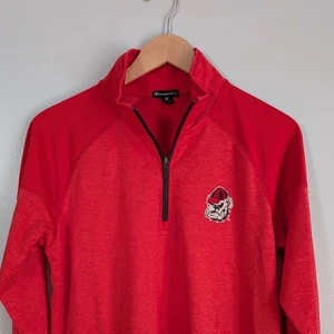 University Of Georgia Bulldogs 1/4 Zip Shirt M rot Uga Football Maskottchen Stickerei - Bild 1 von 10
