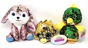 Amazing Squishee! Set of 3 Sequined Plushies Christmas/Easter Basket Toy New - Picture 1 of 3