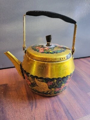 RUSSIAN Teapot Kettle Russia USSR Khokhloma USSR Petrikovskaya ANTIQUE  - Image 1 of 4