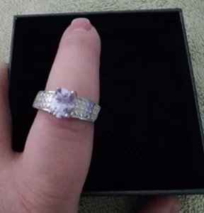 Fragrant Jewels Rhodium Plated Faux Pink Amethyst Ring Size 9 NO BOX OR TAG INCL - Picture 1 of 9