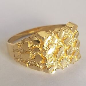 Pure real 10k yellow Gold Nugget Ring Size 8 9 10 11 12