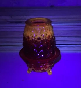 LE Smith Amberina Red Yellow Daisy & Button Fairy Lamp Light MCM Cadmium Glow - Picture 1 of 6