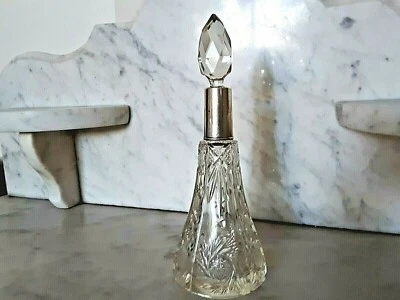 Botella de perfume Victorian ABP American Brilliant cristal corte transparente con borde plateado Foto 1 de 4