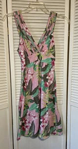 Tommy Bahama Mujer XXS Vestido Sol Rosa Multi Floral Tropical Luau Calado - Imagen 1 de 14