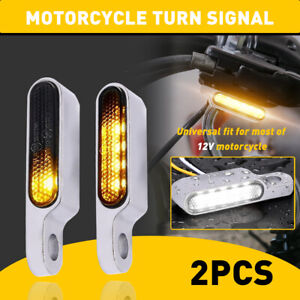 Mini Motorcycle Black LED Turn Signals Blinker Lights Amber For universal