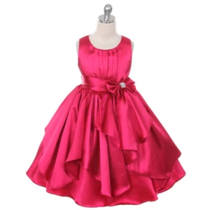 FUCHSIA Size 14 Satin Flower Girl Dress Party Birthday Wedding Bridesmaid Formal - Picture 1 of 1