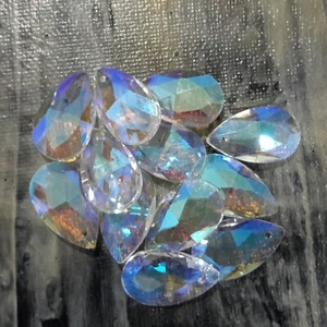 Faceted Teardrop Glass Pendants, 22x13x7mm, 10 pieces, Rainbow - Picture 1 of 3