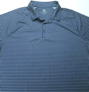 XL Mizzen + Main Versa marineblau geometrischer Druck Performance Golf Polo Herren Trim Cut - Bild 1 von 5