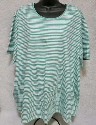 Blair 女式衬衫上衣衬衫尺寸 3XL XXXL 3X 大号绿色白色条纹 — 第 1/4 张图片