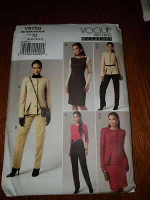 Vogue V8758 6 thru  Sewing Pattern Dress, Jacket, skirt, suit, slacks  new uncut - Image 1 of 2