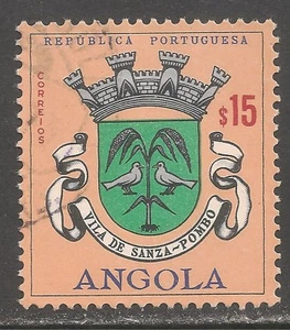 Angola #450 (A58) VF USED - 1963 15c Arms of Sanza-Pombo - Coat of Arms - Picture 1 of 1