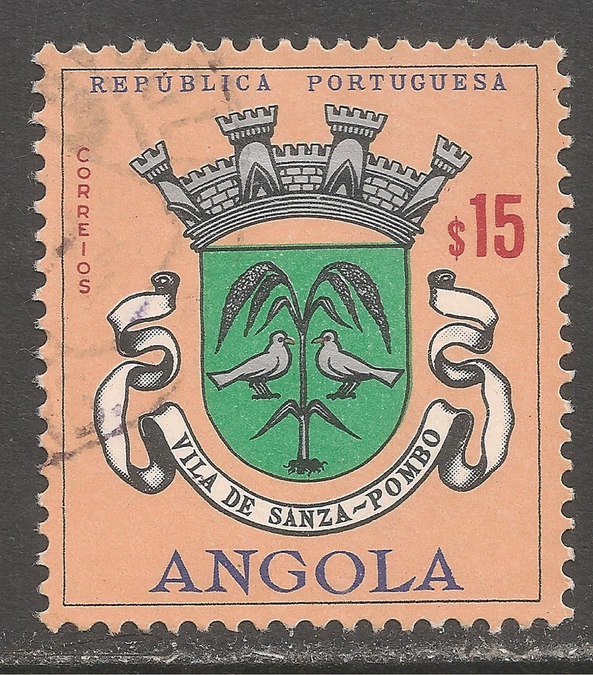 Angola #450 (A58) VF USED - 1963 15c Arms of Sanza-Pombo - Coat of Arms - Image 1 of 1