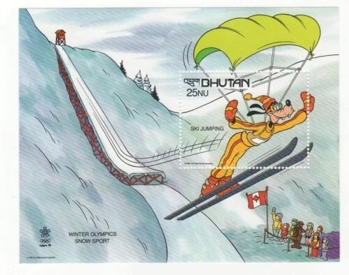 Bhutan 1988 - Disney Olympics - Souvenir Stamp Sheet - Scott #639 - MNH - Image 1 of 1