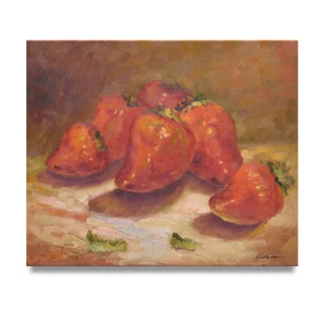 NY Art - Reife impressionistische Erdbeeren 20x24 Ölgemälde auf Leinwand - Sale! - Bild 1 von 4