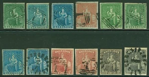 Barbados 1852-58. Emisiones Imperf. SG 2,3,4,5,7,8,9,10,11,11a,12 y 12a. Fino... - Imagen 1 de 1