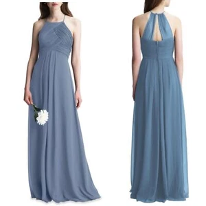 NWT NEW LEVKOFF Bridesmaid Dress Style 7001 Slate Chiffon Size 10 - Picture 1 of 8