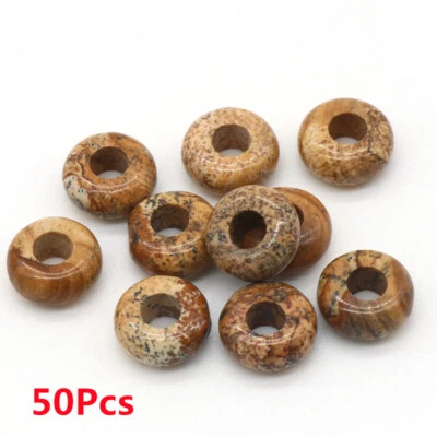 50Pcs 10x5mm Natural Picture Jasper Rondelle Large Hole Beads Spacer Bead HT539 - Image 1 of 4