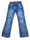 $220 Mens Rock Revival Jeans "Lamont" Leather Inserts Faux Boot 30 X 32