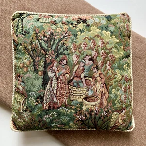 Throw Pillow The Wine Press Woven Jacquard Velvet Back Silk Cord Piping 11.5" - Picture 1 of 7