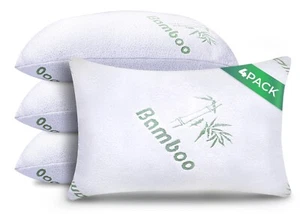 Almohadas de espuma viscoelástica Queen Cooling - Almohadas de cama cómodas trituradas 4 paquetes para dormir - Imagen 1 de 8
