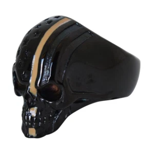 Black Skull / Desert Storm Striped Stainless Steel Unisex Military Ring 31 - Picture 1 of 4